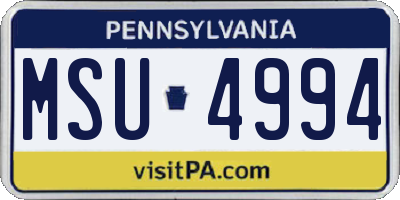 PA license plate MSU4994