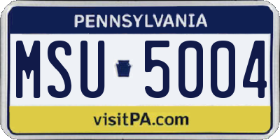 PA license plate MSU5004