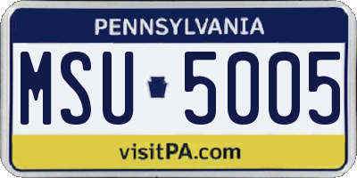 PA license plate MSU5005