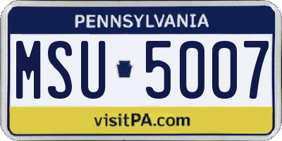 PA license plate MSU5007