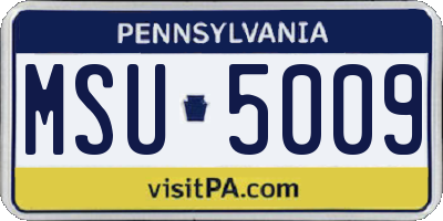 PA license plate MSU5009