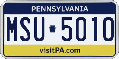 PA license plate MSU5010