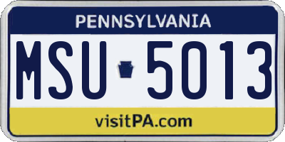 PA license plate MSU5013
