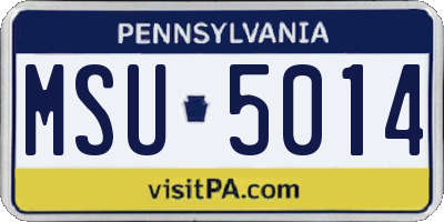 PA license plate MSU5014