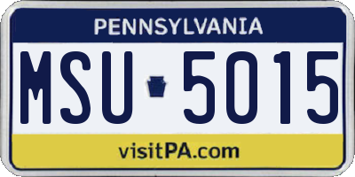 PA license plate MSU5015