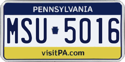 PA license plate MSU5016