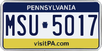 PA license plate MSU5017
