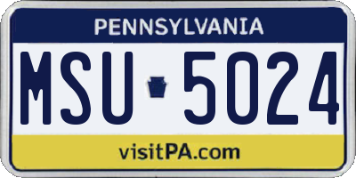 PA license plate MSU5024