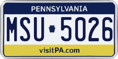 PA license plate MSU5026