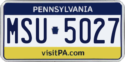 PA license plate MSU5027