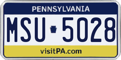 PA license plate MSU5028