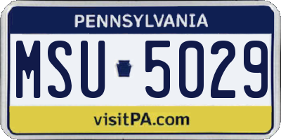 PA license plate MSU5029