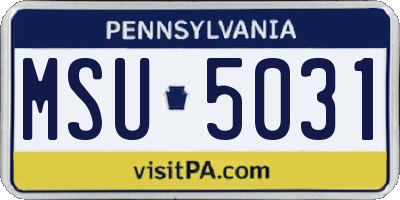 PA license plate MSU5031