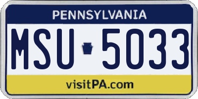 PA license plate MSU5033