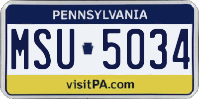 PA license plate MSU5034