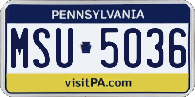 PA license plate MSU5036