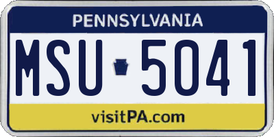 PA license plate MSU5041