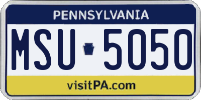 PA license plate MSU5050