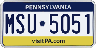 PA license plate MSU5051
