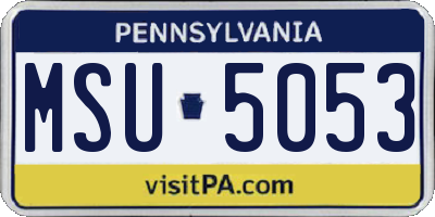 PA license plate MSU5053