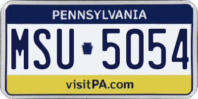 PA license plate MSU5054