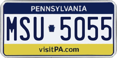 PA license plate MSU5055