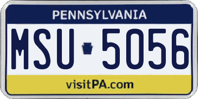 PA license plate MSU5056