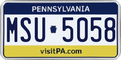PA license plate MSU5058
