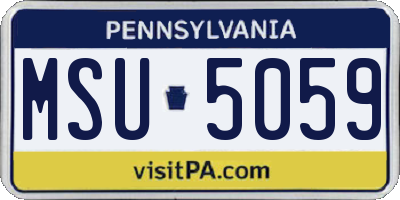 PA license plate MSU5059