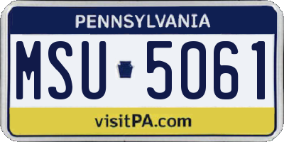 PA license plate MSU5061