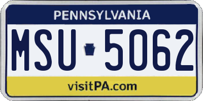 PA license plate MSU5062