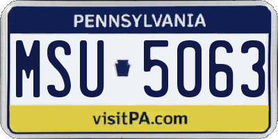 PA license plate MSU5063