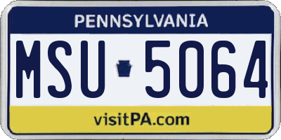 PA license plate MSU5064