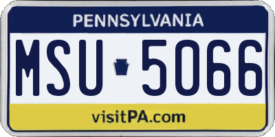 PA license plate MSU5066