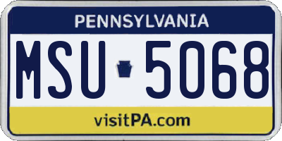 PA license plate MSU5068