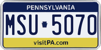PA license plate MSU5070