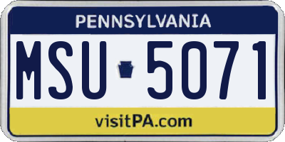 PA license plate MSU5071