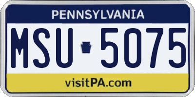 PA license plate MSU5075