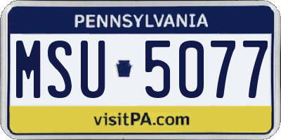 PA license plate MSU5077