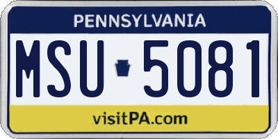 PA license plate MSU5081