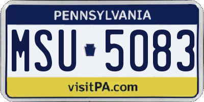 PA license plate MSU5083