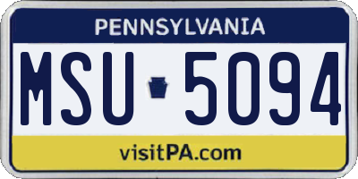PA license plate MSU5094