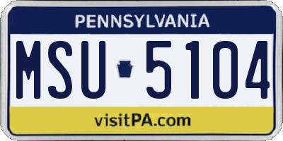 PA license plate MSU5104