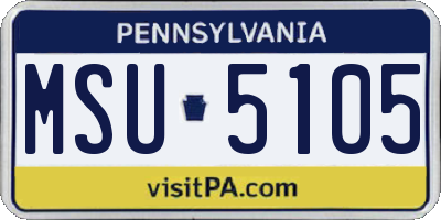 PA license plate MSU5105