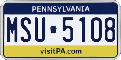 PA license plate MSU5108