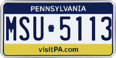 PA license plate MSU5113