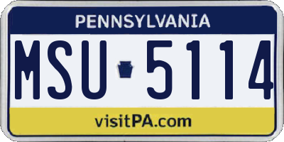 PA license plate MSU5114