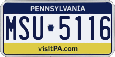 PA license plate MSU5116
