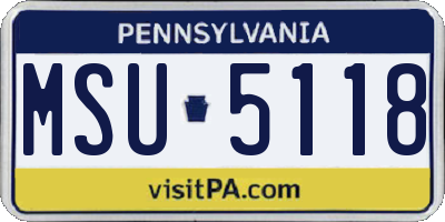 PA license plate MSU5118