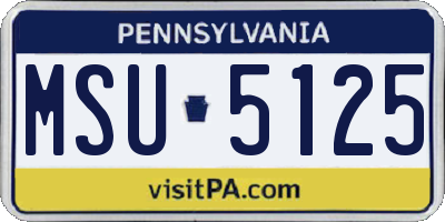 PA license plate MSU5125